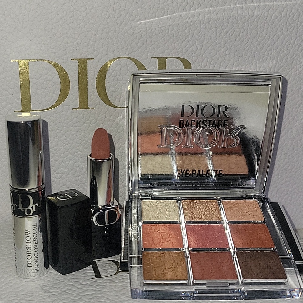 Dior Backstage Eye Palette & Nude Rose Lipstick - Warm Brown, Coral, Gold - Picture 5 of 11